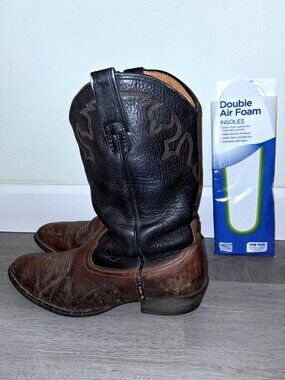 Ariat A2-Stampede Dark Brown and Black Cowboy Boots Men's Size 10.5 Western